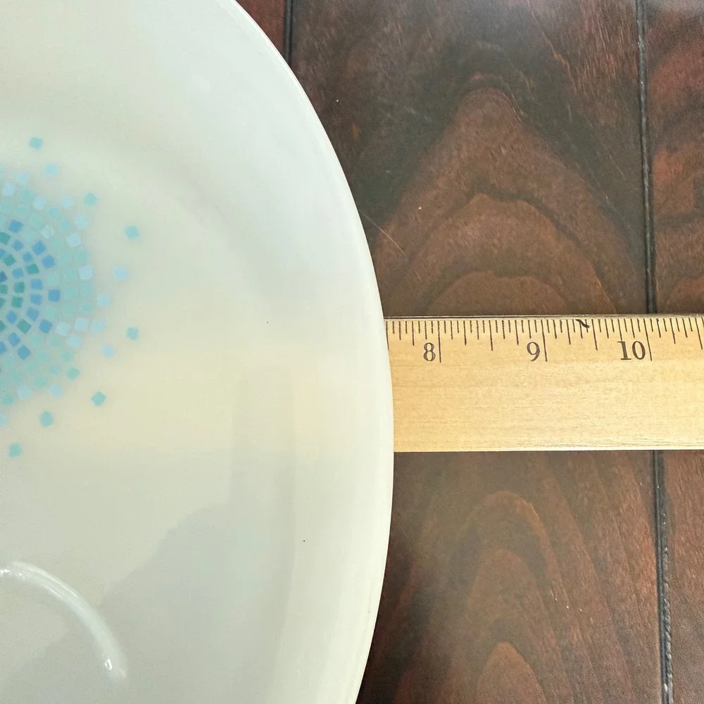 Vtg. Fire-King Blue Star Mosaic Milk Glass Snack Plates Set of 4 Anchor Hocking